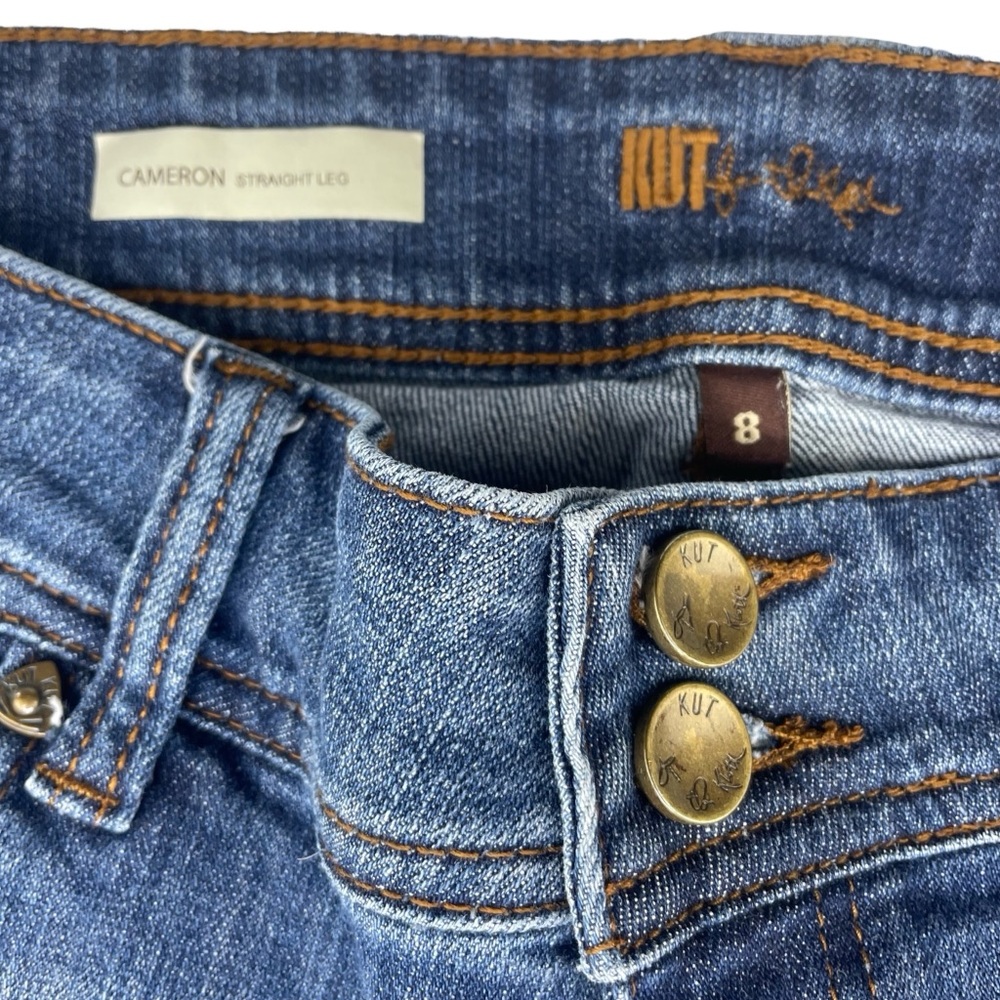 Kut From The Kloth Cameron Straight Leg Cuffed Jeans Sz 8 - Picture 7 of 11